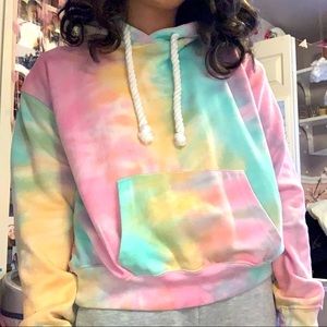 Cropped Tie Dye Hoodie